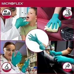 Microflex N89 Green Nitrile Gloves Medium Extended Cuff 50 Pack Powder Free