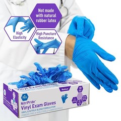 Disposable Blue Nitrile/Vinyl Blend Gloves – Powder-Free, Latex-Free, 100 Count