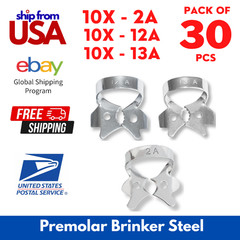 30pc Rubber Dam Clamps Kit #2A #12A #13A Brinker Endo Molar Premolar USA STOCK