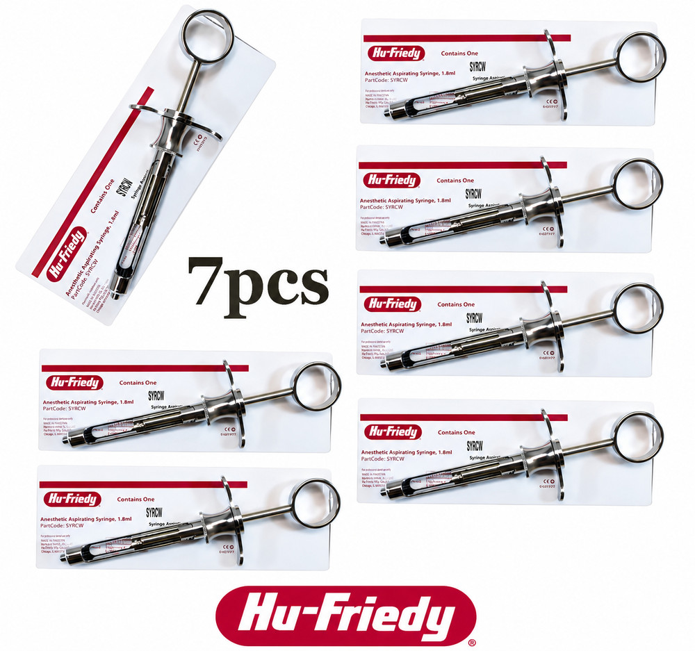 Lot of 7 Hu-Friedy SYRCW CW Style Dental Aspirating Syringe 1.8ml Anesthetic