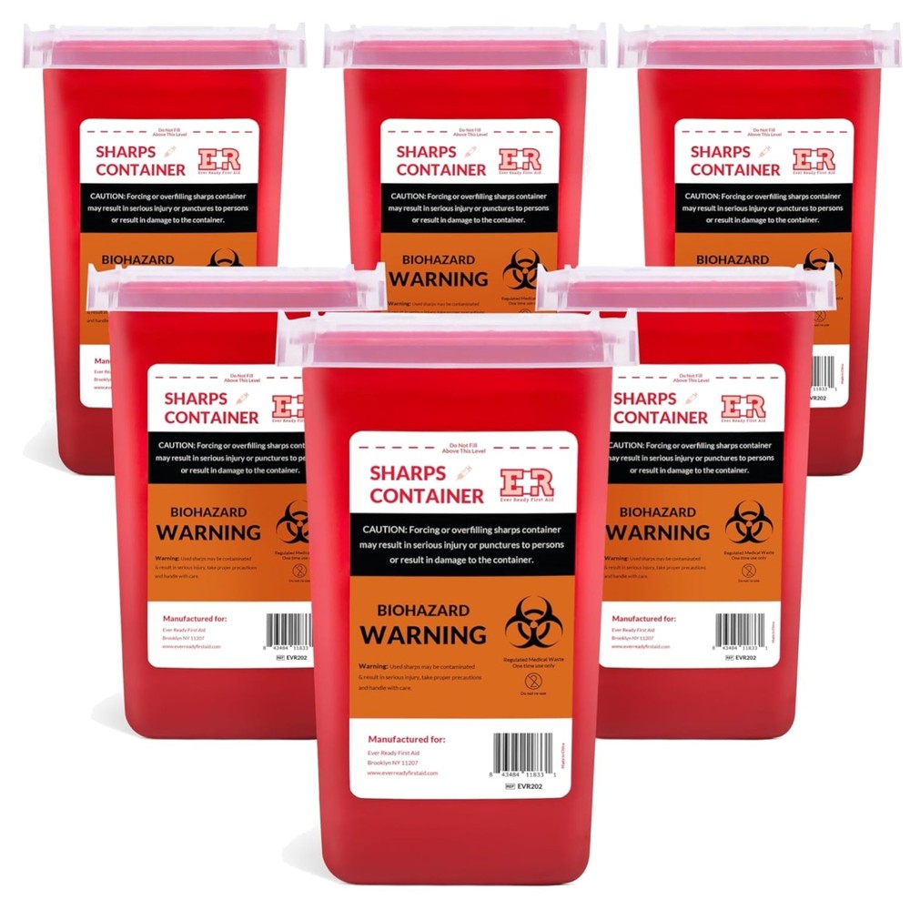 Secure 6 Count Sharps Container with Split Lid