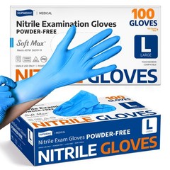 100 Count Medical Nitrile Exam Gloves, Latex-Free, Powder-Free, Food Safe, Cooki