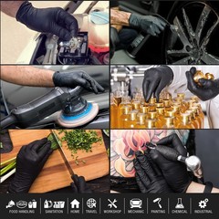 HD Black Nitrile Disposable Gloves, Box of 100, Size X-Large, 6 Mil – Latex F…