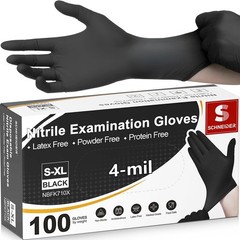 Schneider Medical Nitrile Exam Gloves, 4 Mil Black Gloves Disposable Latex Fr…