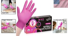 Powder-Free Nitrile Gloves, 3 Mil, Latex-Free, Pink/Fuchsia