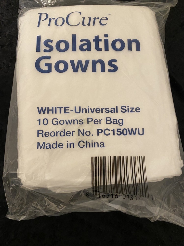ProCure Isolation Gowns White Quantity 10 PC150WU Universal Size Cosmetology