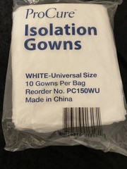 ProCure Isolation Gowns White Quantity 10 PC150WU Universal Size Cosmetology