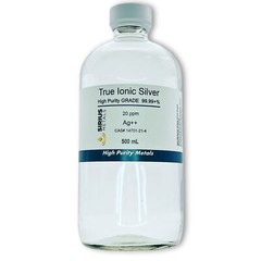 True Free Silver Ions (Ag++): 20 ppm, 99.99+% Purity – 500 mL in Glass