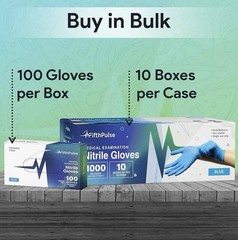 FifthPulse Nitrile Exam Gloves Medium 1000 Count Case 10 Boxes Powder Free Blue