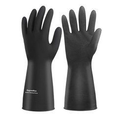 Black Thick Rubber Cleaning Gloves – 2 Pairs of Extra-Large, Reusable, Non-Sl