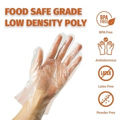 500 BPA Free Disposable Gloves Poly PE LDPE Plastic for Kitchen Food Handlin…