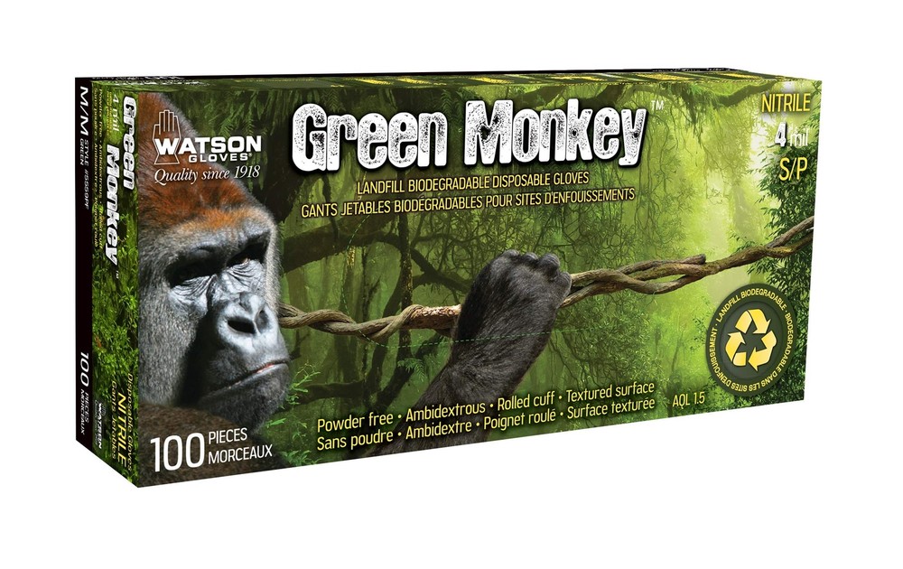 Watson Gloves Green Monkey Nitrile Textured Green Disposable Gloves 100pk XL