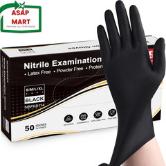 Schneider Black Nitrile Exam Gloves, 5 Mil Disposable Gloves Large 50 Pcs