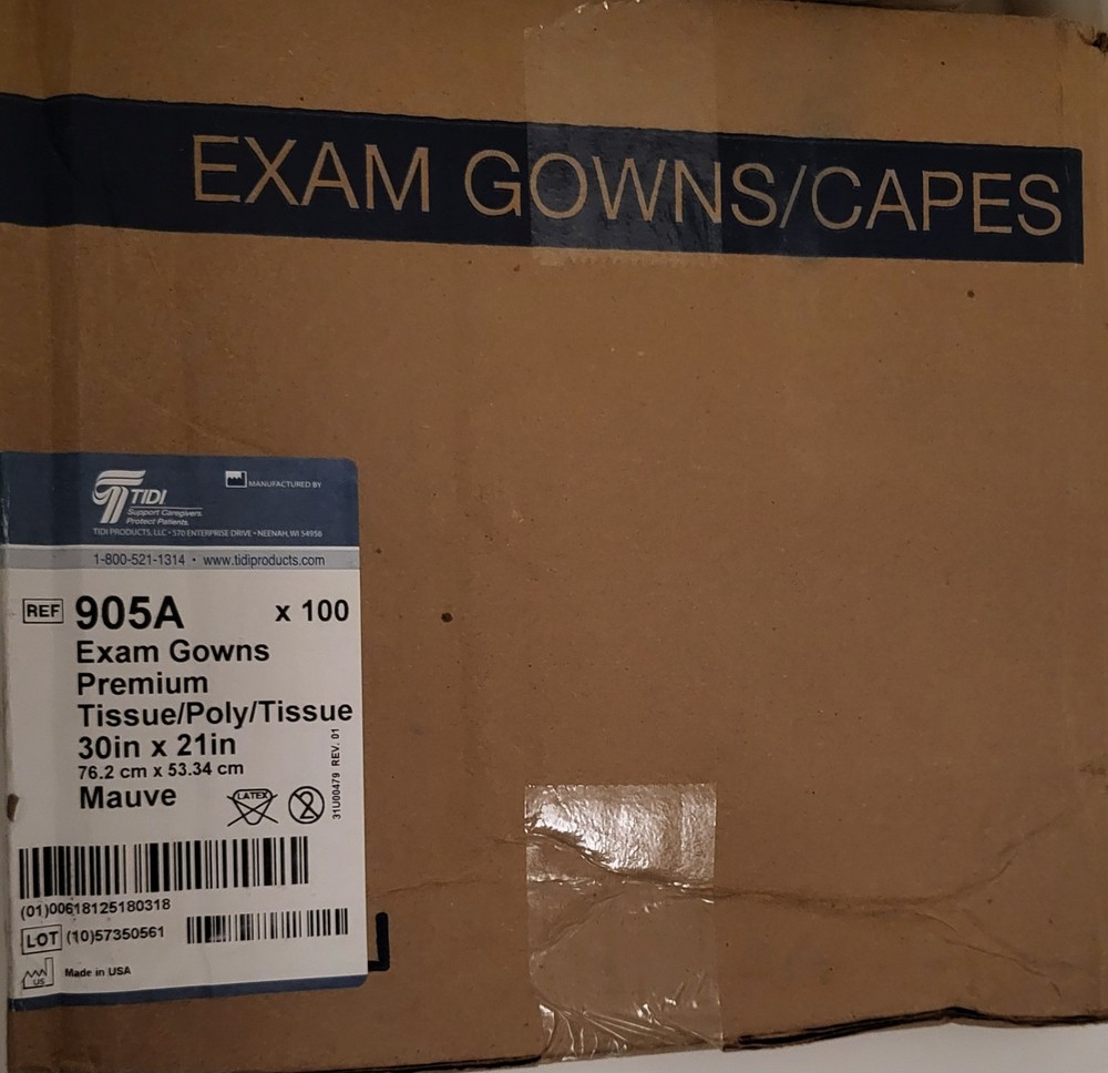 Avalon Premium Capes, Mauve Tissue― Short-Sleeve, Open-Back Exam Capes 100 CT