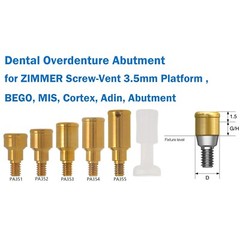 Dental Zimmer Tapered Screw-Vent Locator Abutments TSV Ø3.5/4.5mm Retention Caps