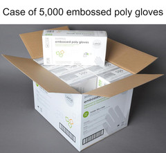 Poly Gloves, Embossed, Large, Clear, F10003430 (Case of 5,000; 10 Boxes of 500)