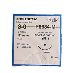 Reli REDILENE Pro 3-0 Polypropylene Sutures P8694-M 24mm 3/8c RC YFS-1 Exp 2027