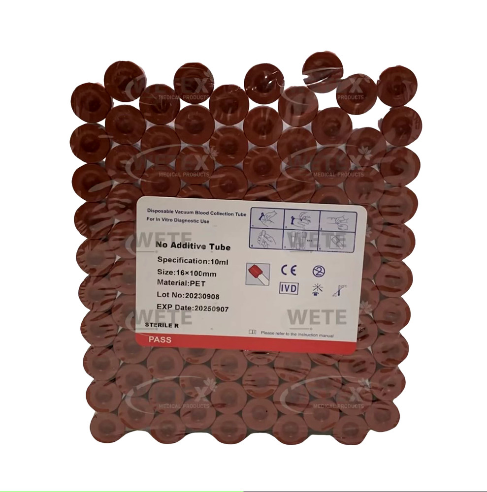 200PCS Blood Collection Red Rubber top No AdditIves,16X100MM,10ML,EXP 09/25