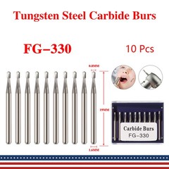 100/Pk Dental Midwest FG #330 Shank Pear Shaped Carbide Burs Bulk 19mm