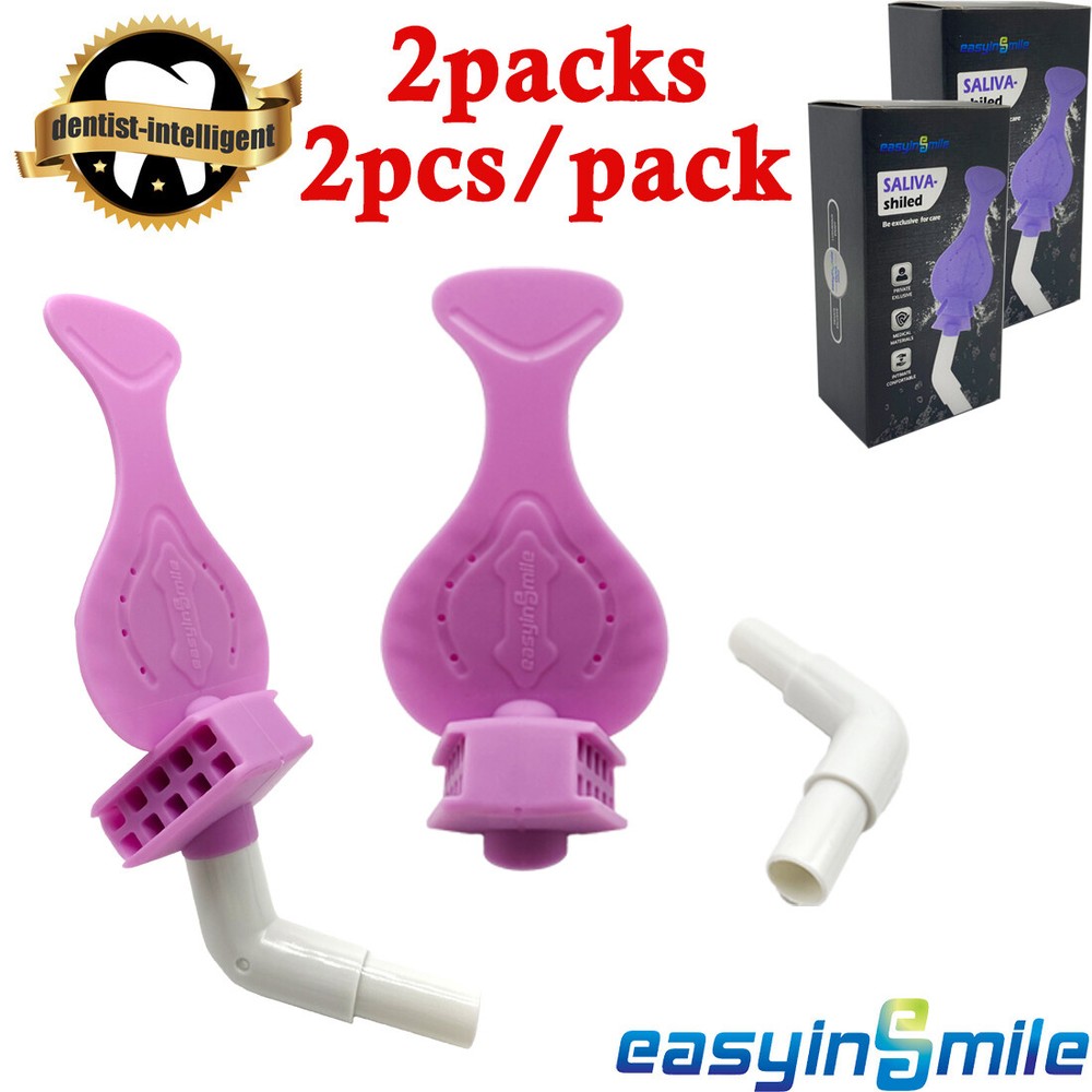4Pc Dental Dryshield Isolation Mouth Piece Silicone Adapater Saliva Suction Tube