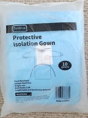 Syntrue Protective Isolation Gown- Knit Cuff/Fluid Resistant/Unisex Adult 10pk
