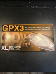 Gpx3 Industrial Vinyl Gloves Powder Free Latex Free Ambidextrous EXTRA LARGE