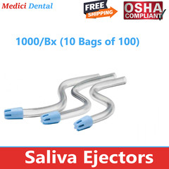 1000 (10 Bags) Clear Blue Dental Saliva Ejectors Ejector Disposable Suction Tips