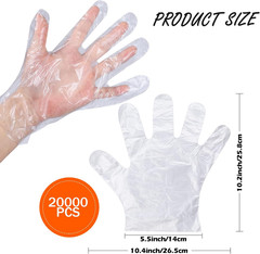 20000 Pcs Disposable Gloves, Clear Food Grade Cooking & Food Handling Gloves, 10