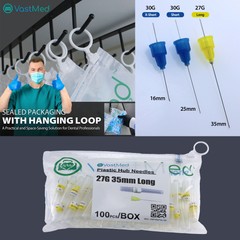 27G, 30G, 30G-XS Dental Plastic Hub Needles Disposable Self-Threading Blunt Tip