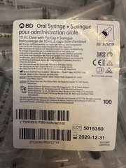 BD Oral Dispensing Syringe with Tip Cap 10mL Clear Sealed 100 count 305219