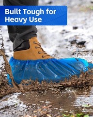 Heavy Duty Disposable Shoe Covers, Extra Large 6.7×17.7 In, Thick 0.3 Oz, Wat…