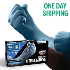 EQPT Nitrile Gloves Blue Powder-Free 150ct 2 Pack Industrial Disposable