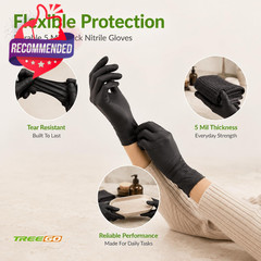 Individually Wrapped Black Nitrile Gloves X-large, 510(k)-cleared 5 Mil