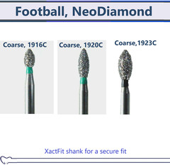Dental Microcopy Football, NeoDiamond Diamond Coarse Bur Fine, Medium, Bery Fine