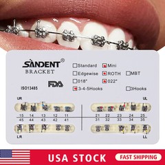 10Packs Dental Orthodontic Metal Brackets Braces Mini Roth.022 Hooks 345 Ortho