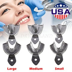 Dental Impression Trays Stainless Steel Perforated 6PC Upper+Lower S/M/L SKYSEA