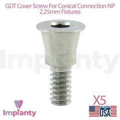 5x GDT Cover Screw Titanium Dental Fixture Conical Connection NP System 2.25mm