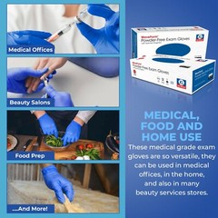 1000 Blue Nitrile Exam Medical Gloves 4 Mil, Latex & Powder Free 10 Boxes of 100