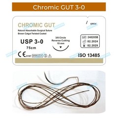 Absorbable Dental Oral Surgical Sutures CHROMIC GUT 3-0 PGA 4/0 Natural Needled