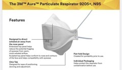 3M Aura 9205+ N95 NIOSH Approved Particulate Respirator Face Mask | USA Made |