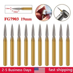 10Pcs Dental Tungsten Carbide Gold Burs Trimming & Finishing Needle Shape FG7903