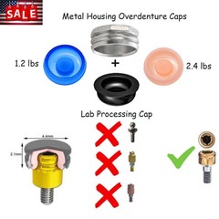 US 8PCS Dental Locator Overdenture Retention Caps & Metal Housing–PEEK Material