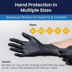 Dark Light 9 mil Nitrile Powder Free Exam Gloves Black, Large – Box of 100