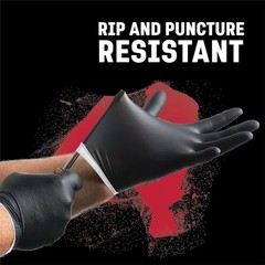 Steel Premium Industrial Nitrile Gloves, One Size Fits Most, Black, 50 Count
