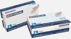 Individual 3 Mil Powder-Free Disposable Vinyl Gloves, Clear, Large (1000 Count)