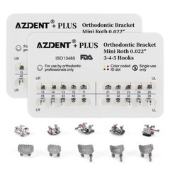 10 Packs AZDENT Dental Orthodontic Brackets Braces Metal Mini Roth.022 Hooks 345