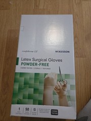 50-Pairs McKesson Confiderm LT Latex Surgical Glove Powder Free Size 7.5 02/2025