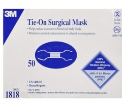 *50-Pieces* 3M Tie-On Surgical EN14683 Type II Blue Face Mask 1818