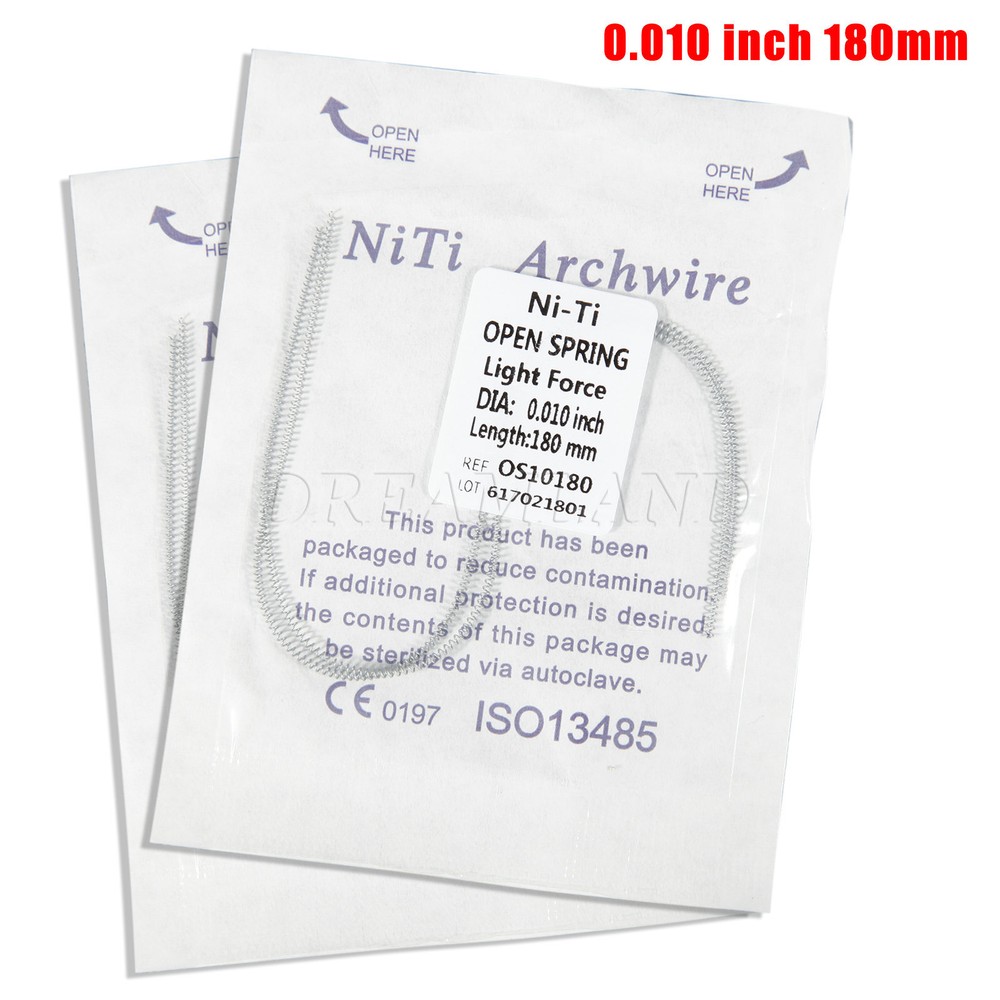 1-100Packs Dental Orthodontic Niti Open Coil Spring NITI Alloy 0.010/0.012*180mm