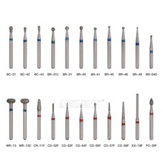 100pcs Dental Diamond Burs For High Speed Handpiece Medium Friction Grip 1.6mm
